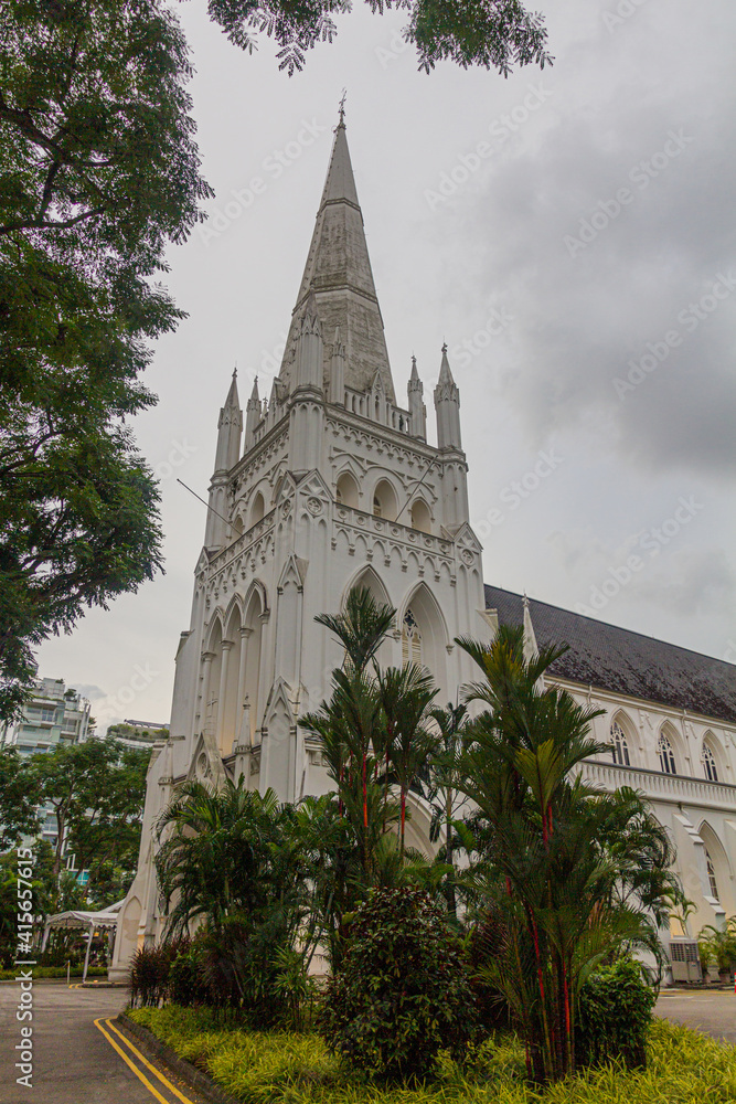 View of the St Andrew's Cathedral in Singapore.