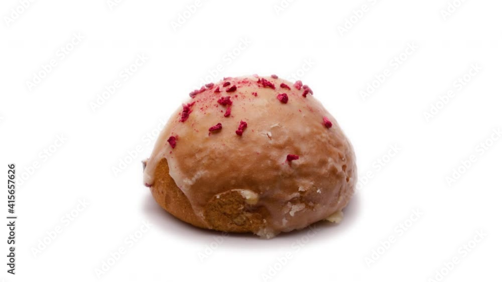 homemade donut covered with icing, prepared on the Fat Thursday (looping) homemade donut covered with icing, prepared on the Fat Thursday (looping)