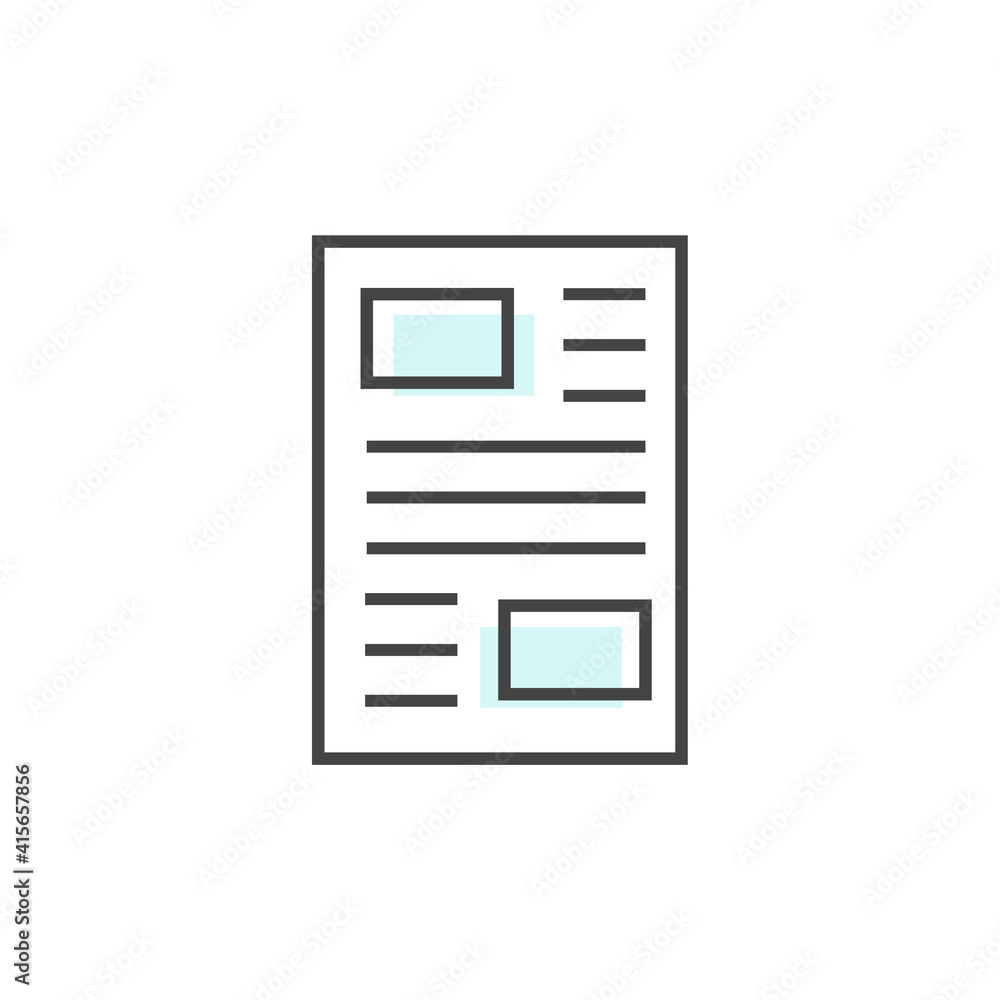 Vector sheet of paper icon. Newspaper. A sheet for notes on white isolated background. Vector sheet of paper icon. Newspaper. A sheet for notes on white isolated background.