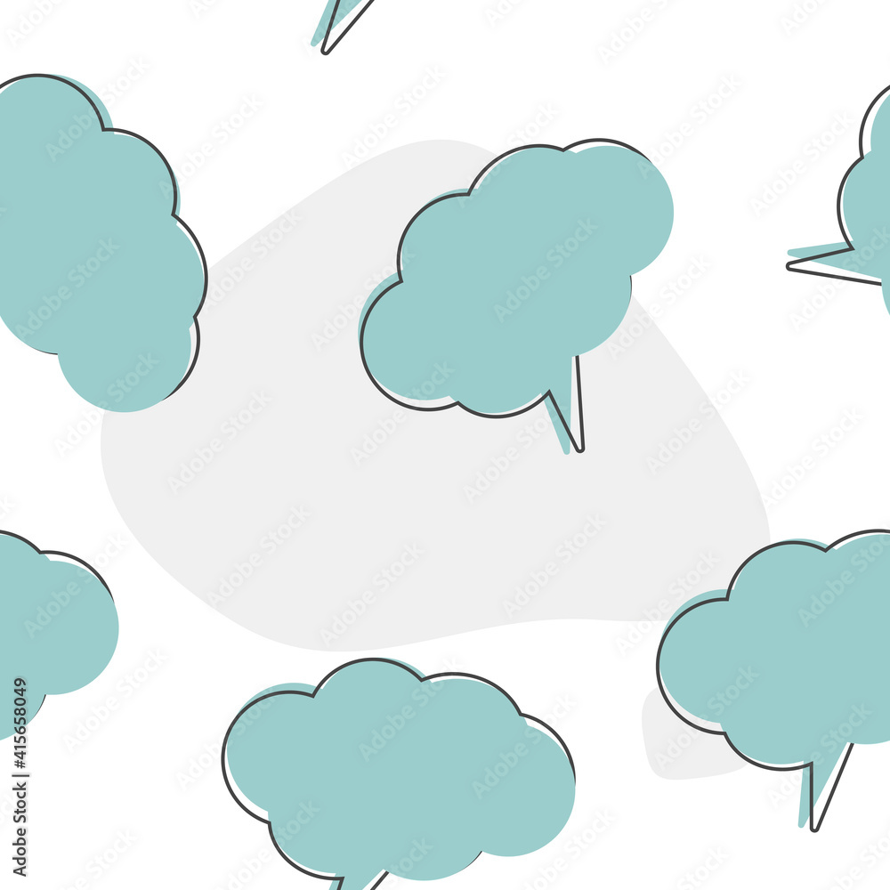 Vector icon cloud conversation. Cloud of speech cartoon style on seamless pattern on a white background. Layers grouped for easy editing illustration. For your design