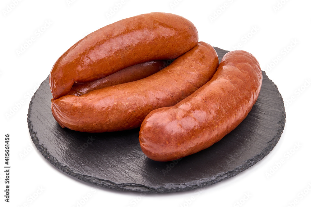 BBQ pork sausages, isolated on white background BBQ pork sausages, isolated on white background