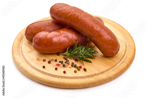 BBQ pork sausages, isolated on white background