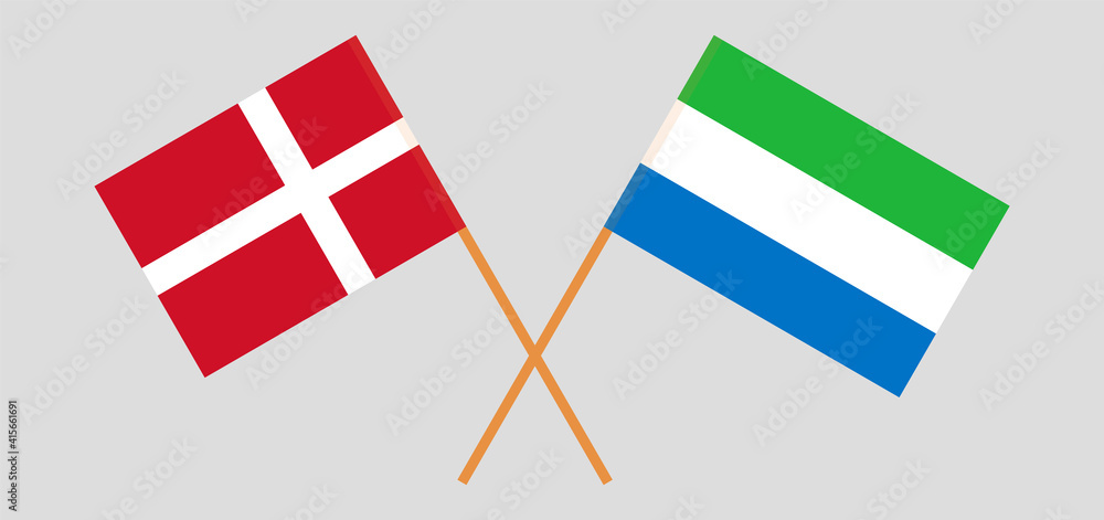 Crossed flags of Denmark and Sierra Leone