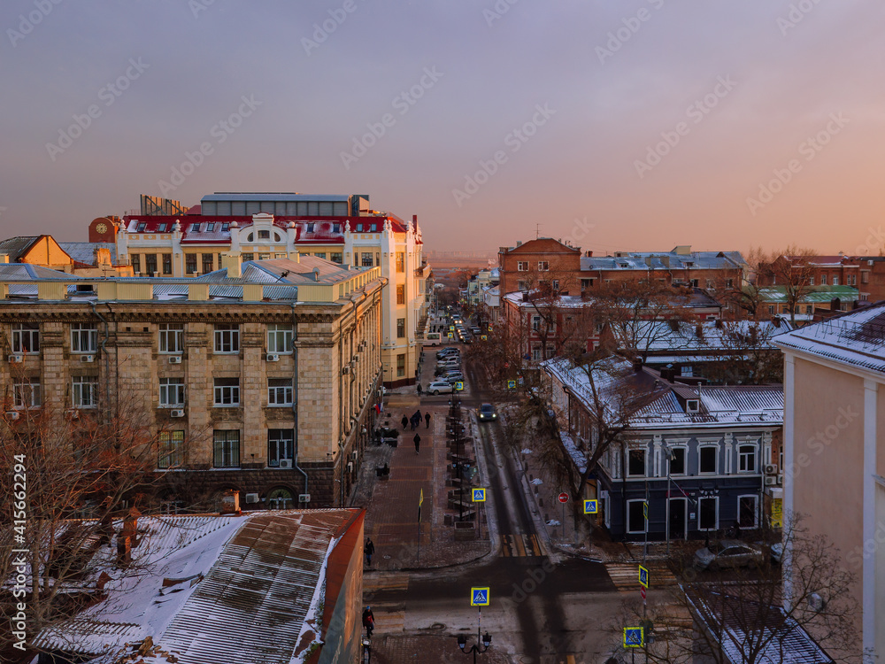 Aerial view of historical downtown of Rostov-on-Don