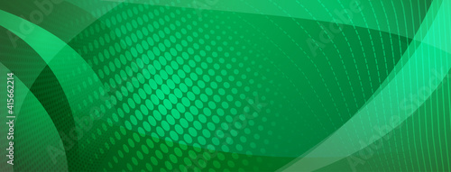 Abstract background made of curves and halftone dots in green colors