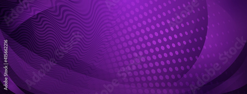 Abstract background made of curves and halftone dots in purple colors