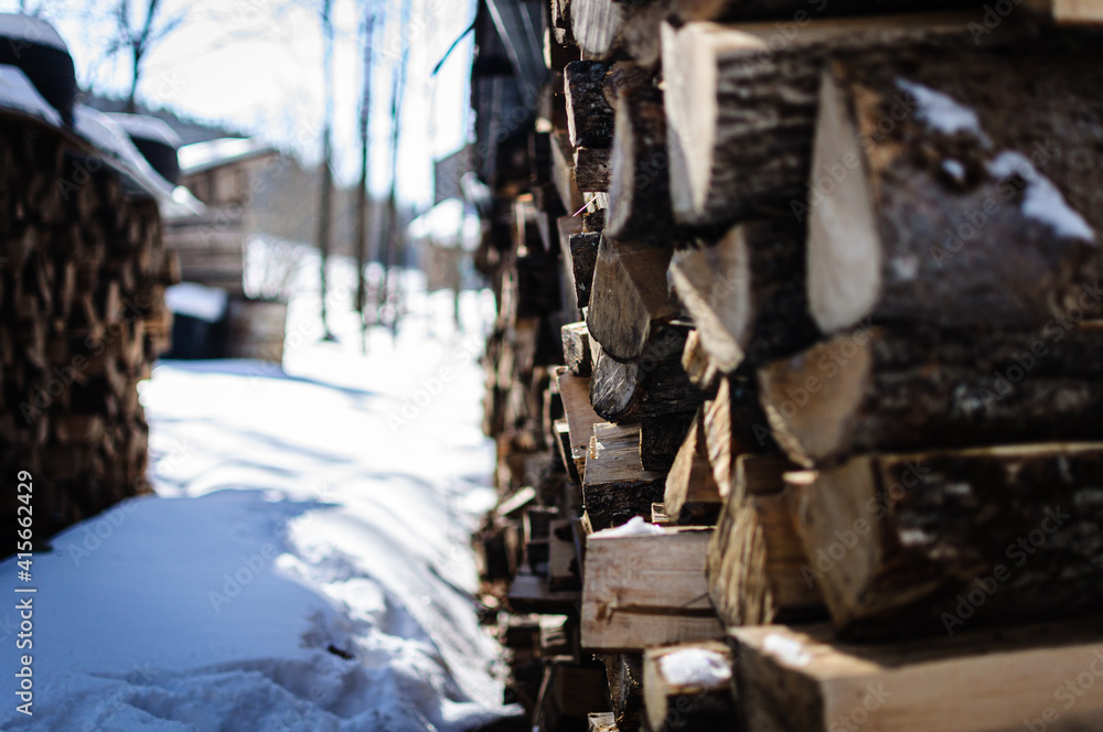 firewood in the snow firewood in the snow