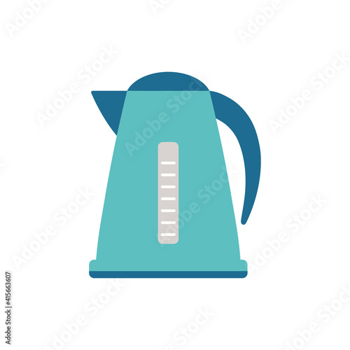 cartoon kettle isolated on white, vector illustration