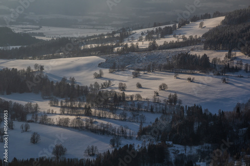 Winter view of landscape near Dolni Morava, Czech Republic