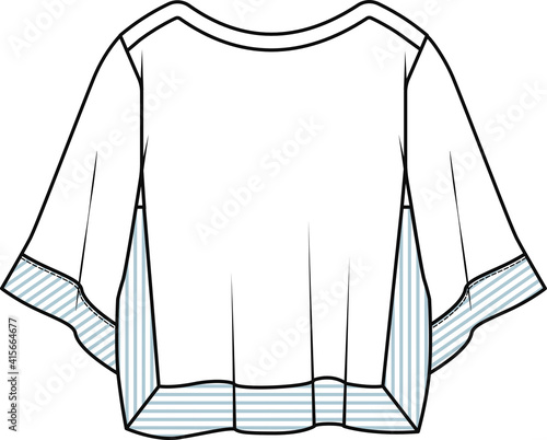 Blouse Design, Fashion Flat Sketch Template.