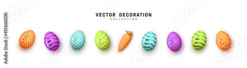 Easter eggs multicolored set realistic isolated. Vector illustration