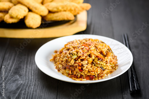 rice with vegetables in sweet and sour sauce