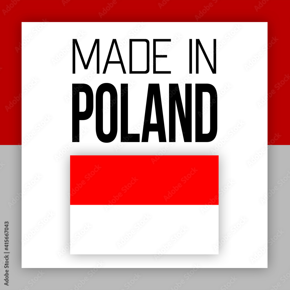 Made in Poland label illustration with national flag Made in Poland label illustration with national flag