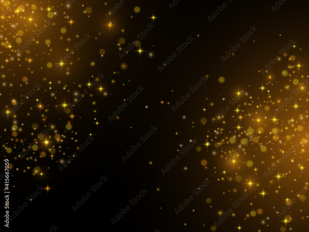 Gold glitter dust background. Vector texture