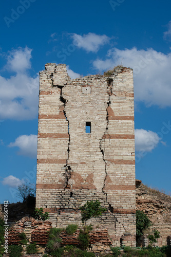 City walls of Constantinople in Istanbul, Turkey photo