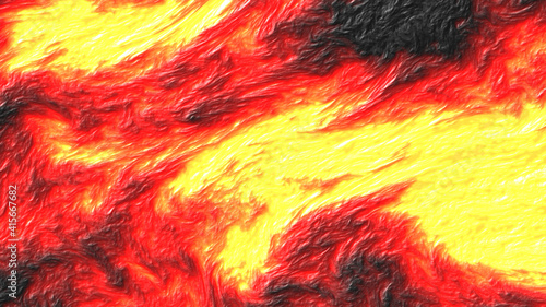 Red lava flow and black stones texture background. 3D Render. 3D Illustration.