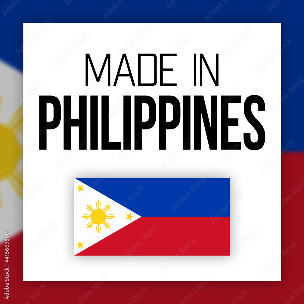 Made in Philippines label illustration with national flag Made in Philippines label illustration with national flag