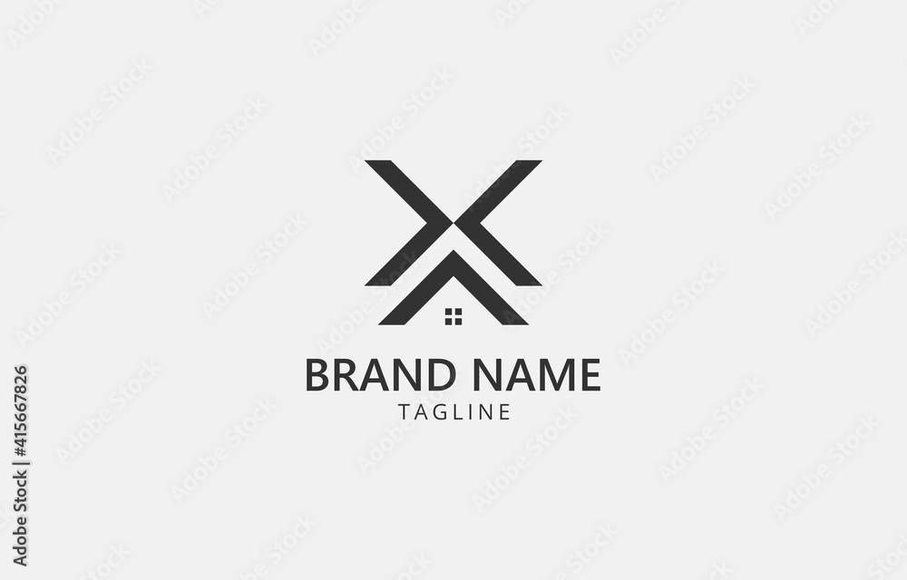 Obraz premium Letter X House Logo Design Vector Template