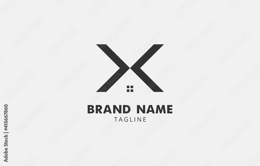 Unique Letter X House Logo Design Vector Template