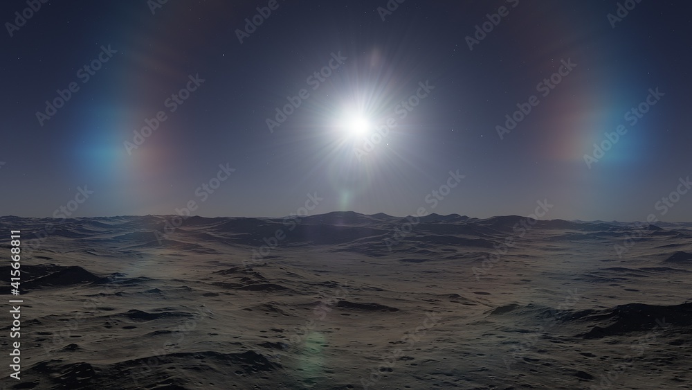 beautiful view from an exoplanet, a view from an alien planet, a computer-generated surface, a fantastic view of an unknown world, a fantasy world 3D render beautiful view from an exoplanet, a view from an alien planet, a computer-generated surface, a fantastic view of an unknown world, a fantasy world 3D render