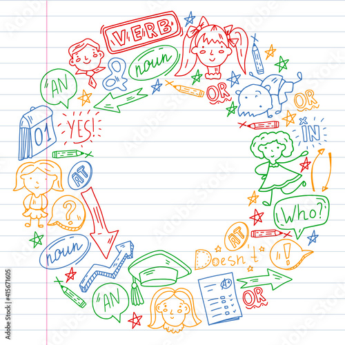 Young kids. School children. English courses. English language.