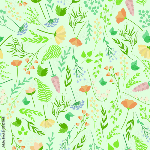 Simple spring vector pattern. Modern floral background. 