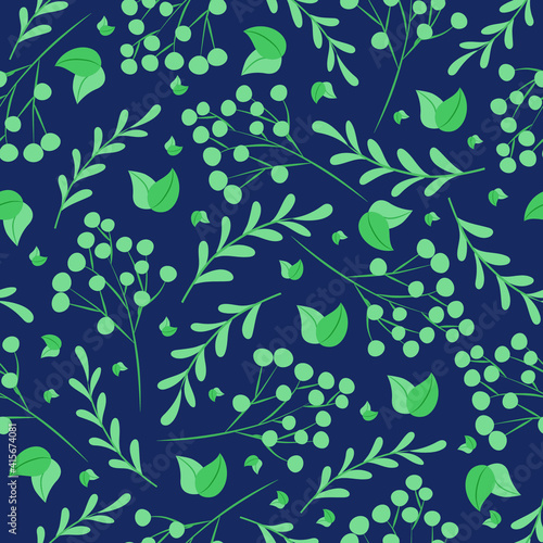 Simple spring vector pattern.
Different leaves on a dark background.