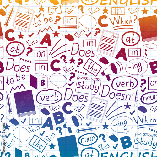 Concept of learning English. Flat design, vector pattern. English courses.