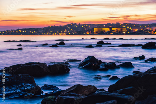 Fotografie, Obraz Long exposure evening shot at the bay of Mijas Costa, Andalusia, Spain