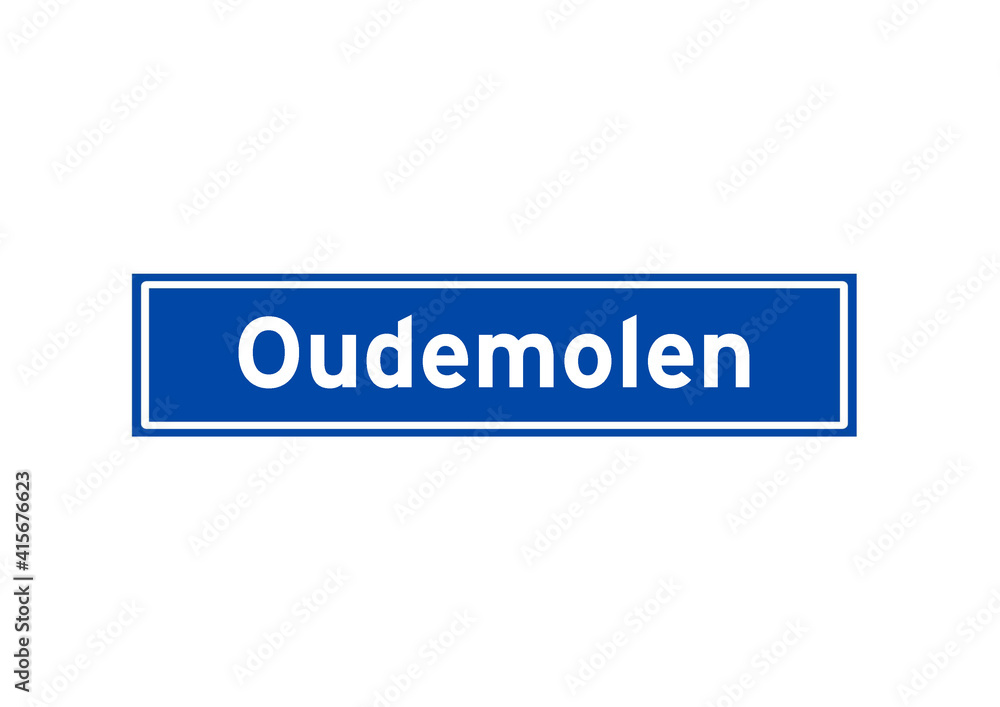 Oudemolen isolated Dutch place name sign. City sign from the Netherlands.