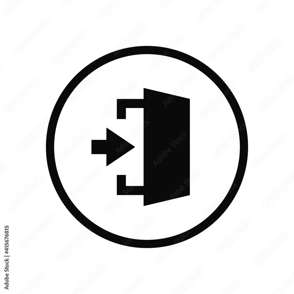 Secure Exit Detailed Rounded Icon Black round exit entry in arrow icon, signin login file share import ...