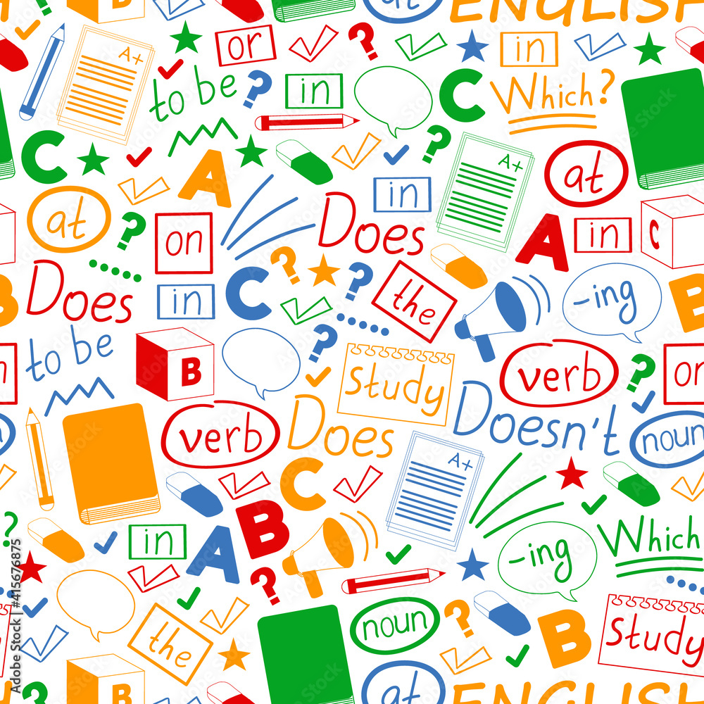 Concept of learning English. Flat design, vector pattern. English courses. Concept of learning English. Flat design, vector pattern. English courses.