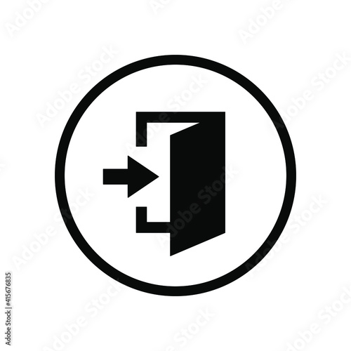 Black round exit entry in arrow icon, signin login file share import export, simple flat design concept vector for app ads web banner button ui ux interface elements isolated on white background