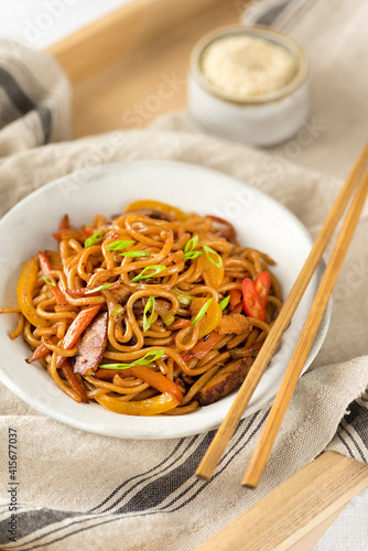 Soba noodles in plate