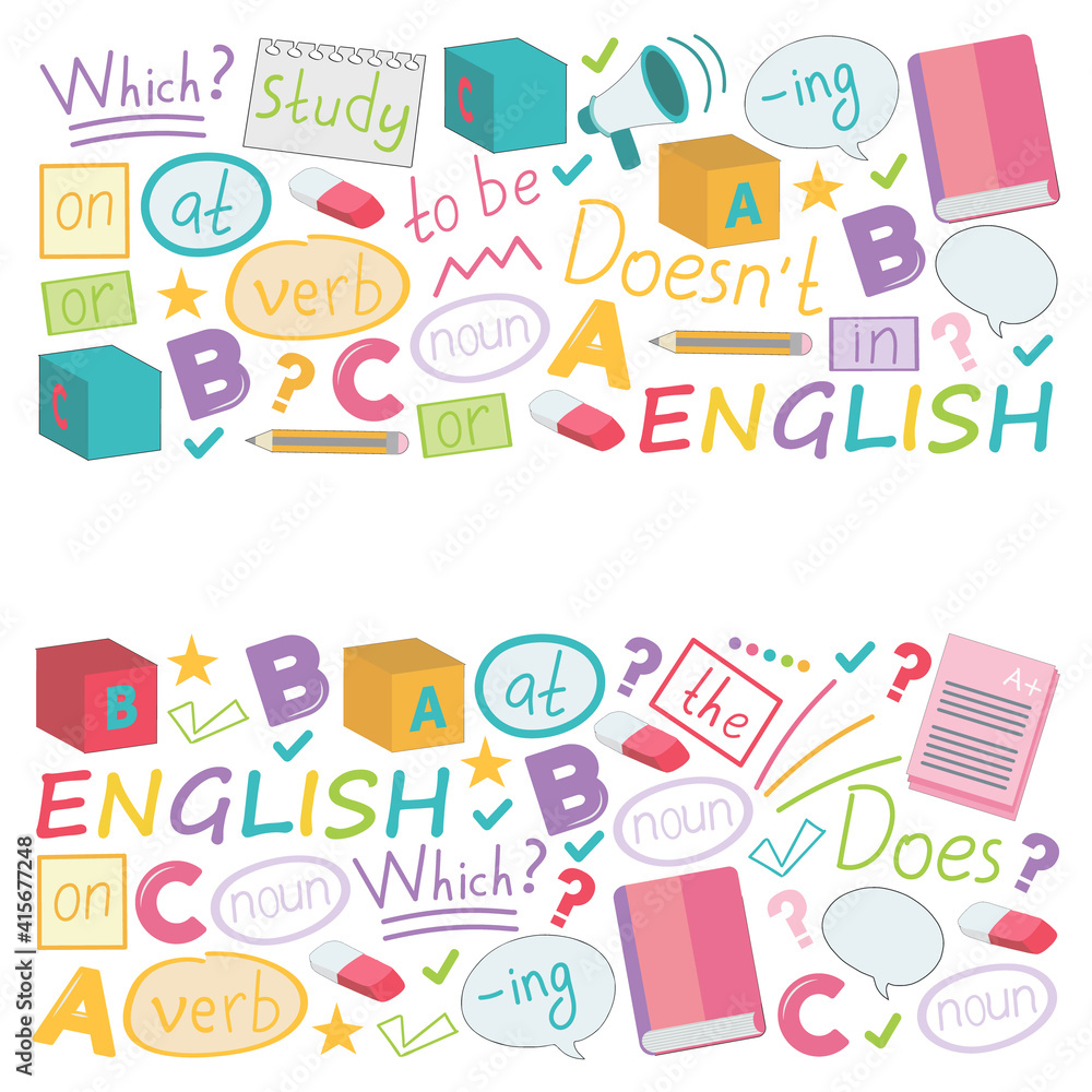 Concept of learning English. Flat design, vector pattern.