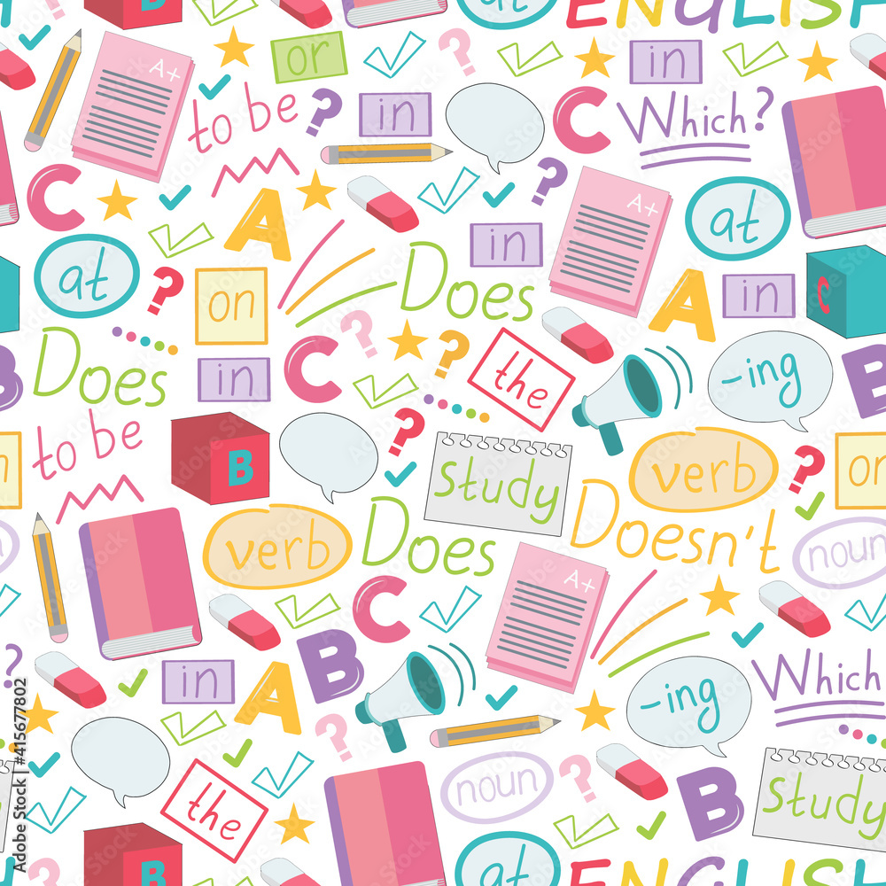 Concept of learning English. Flat design, vector pattern. Concept of learning English. Flat design, vector pattern.
