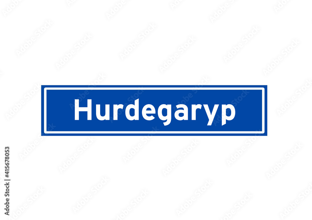 Hurdegaryp isolated Dutch place name sign. City sign from the Netherlands. Hurdegaryp isolated Dutch place name sign. City sign from the Netherlands.