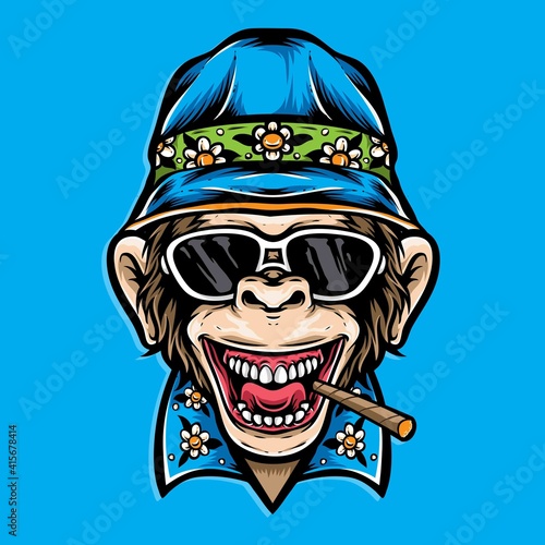 ape wearing summer outfit vector
