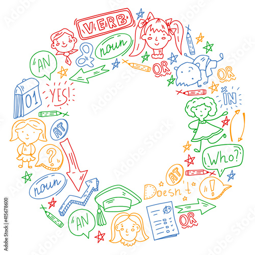 Young kids. School children. English courses. English language.