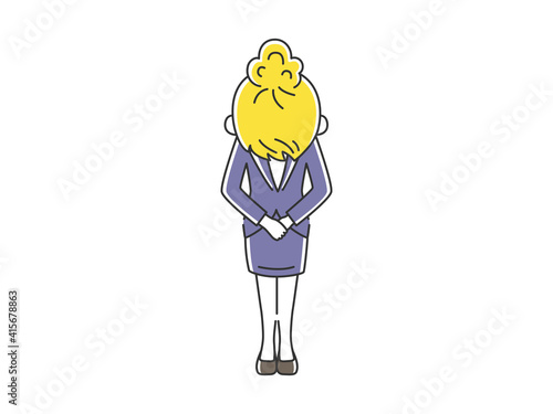 謝罪する白人女性のイラスト