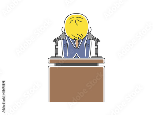 謝罪する白人男性政治家のイラスト