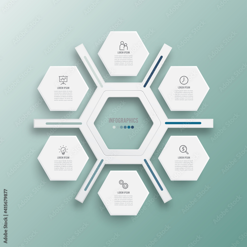 Vector illustration infographics 6 options. Template for brochure, business, web design. Vector illustration infographics 6 options. Template for brochure, business, web design.
