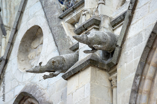 Animal gargoyles at the Basilica del Voto Nacional, Quito, Ecuador