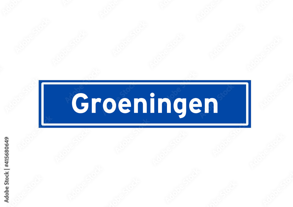 Groeningen isolated Dutch place name sign. City sign from the Netherlands. Groeningen isolated Dutch place name sign. City sign from the Netherlands.