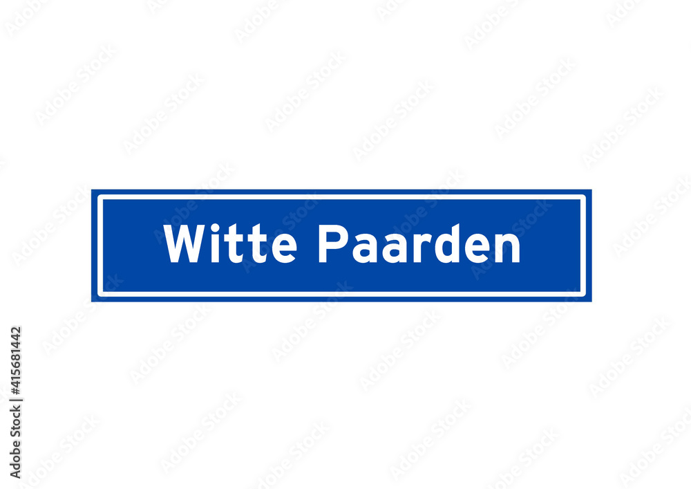 Witte Paarden isolated Dutch place name sign. City sign from the Netherlands. Witte Paarden isolated Dutch place name sign. City sign from the Netherlands.