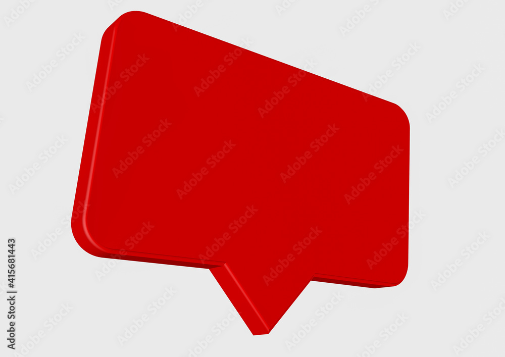 Message icon notification 3D, red color and white background Message icon notification 3D, red color and white background