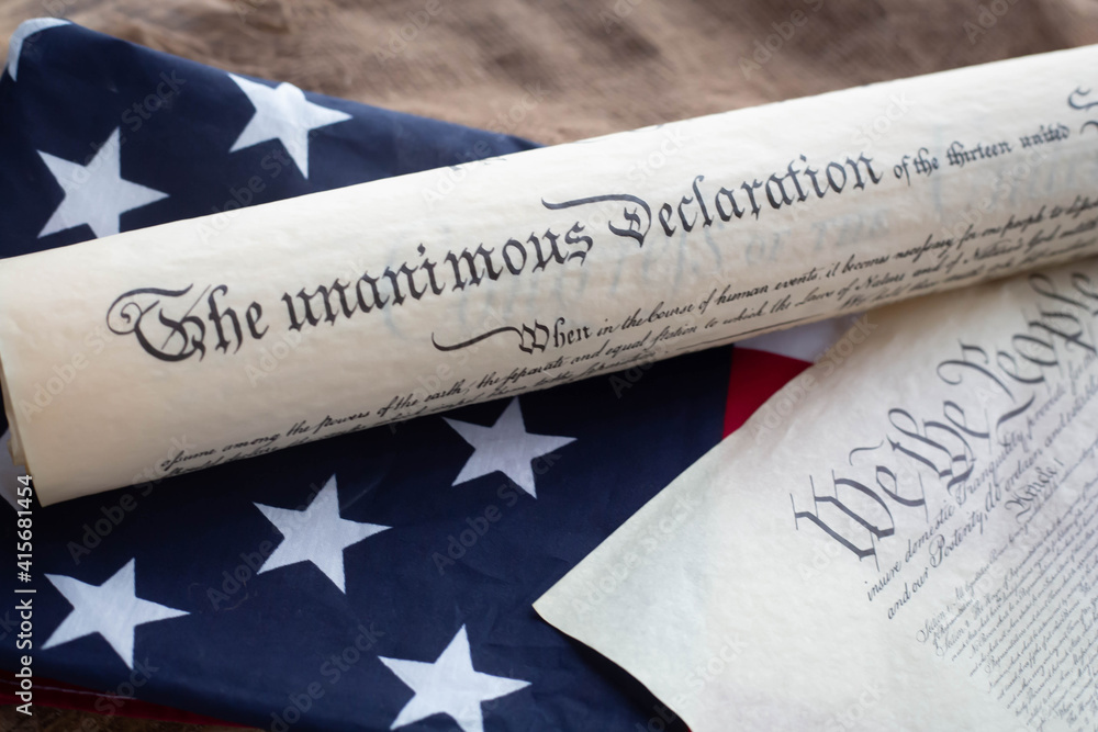 Fototapeta premium Constition of USA with US flag