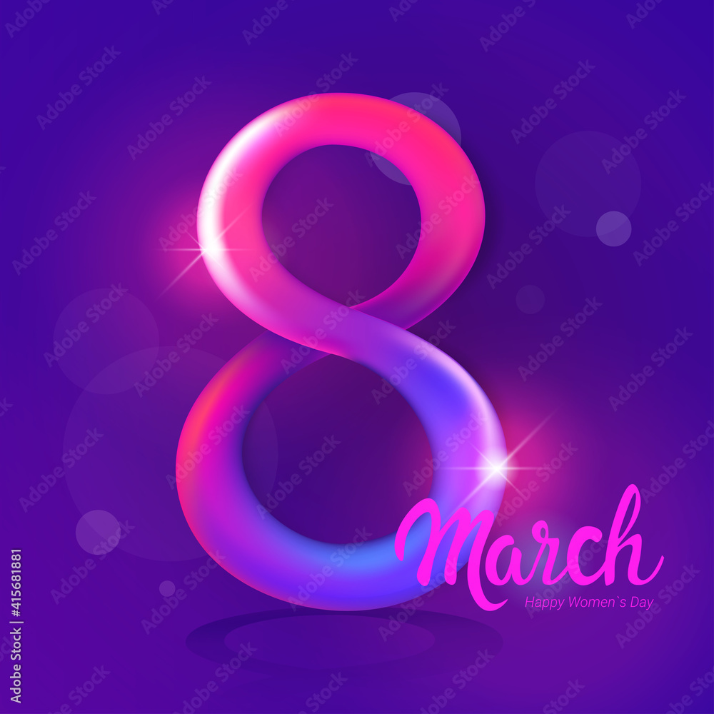 Fototapeta premium womens day 8 march holiday celebration banner flyer or greeting card with number eight vector illustration