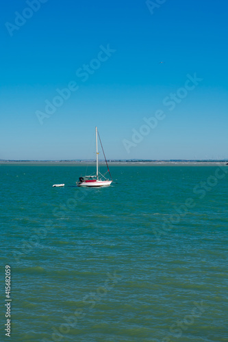 sailing boat in the bay of Cadiz, Andalusia. Spain. Europe. 