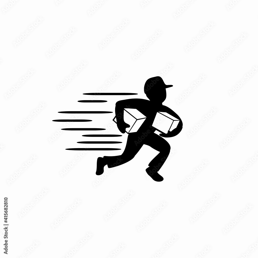 The Running man with postal box logo, Messenger creative concept, 
Delivery vector logo design template. - obrazy, fototapety, plakaty 